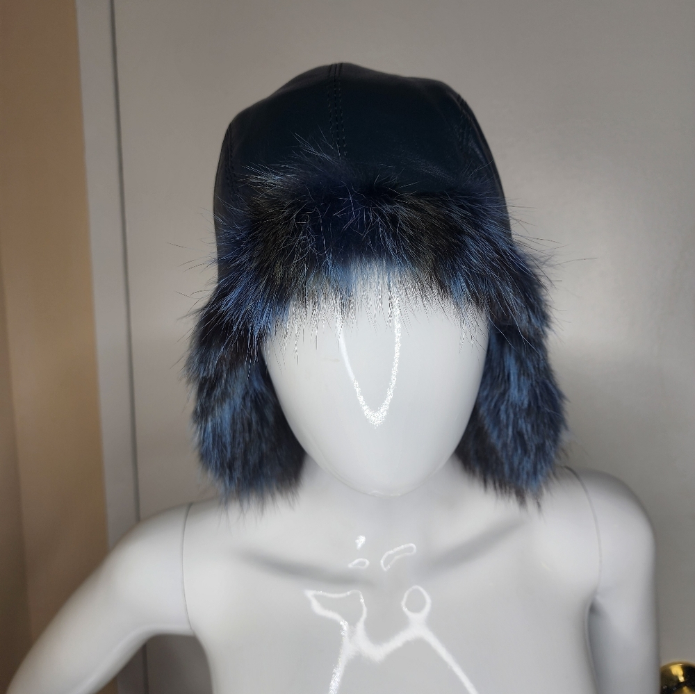 Harricana Par Mariouche Blue Fur/Leather Hat